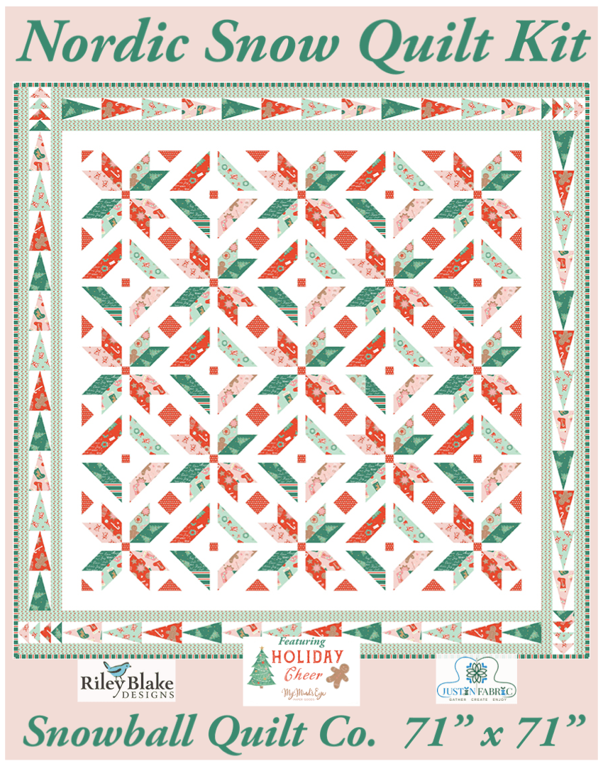 Nordic Snow Quilt Kit by Snowball Quilt Co. using Holiday Cheer Fabric -KT-P190NORDICSNOW - Justin Fabric!