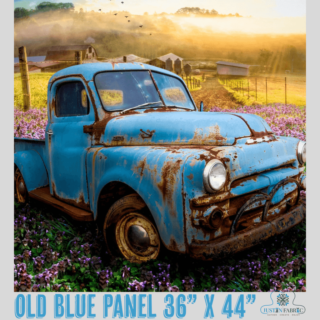 Old Blue Digitally Printed 36 in Panel from Four Seasons -AL50982C1 - Justin Fabric!