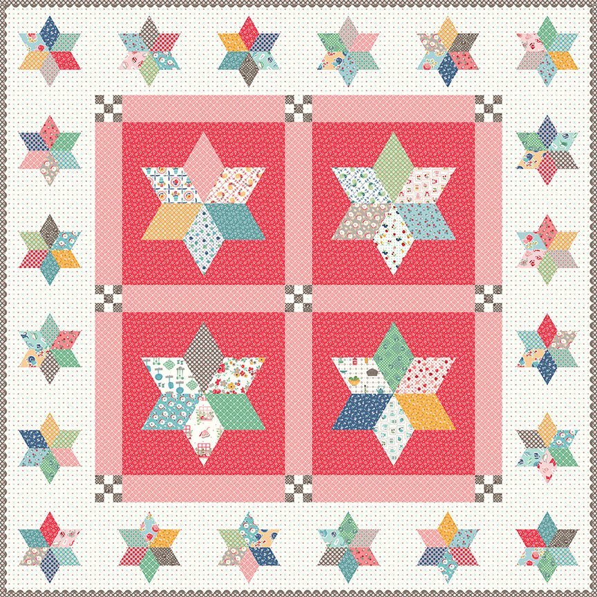Cook Book Pot Luck Stars Quilt Boxed Kit by Lori Holt | Riley Blake Designs -KT-11750 - Justin Fabric!