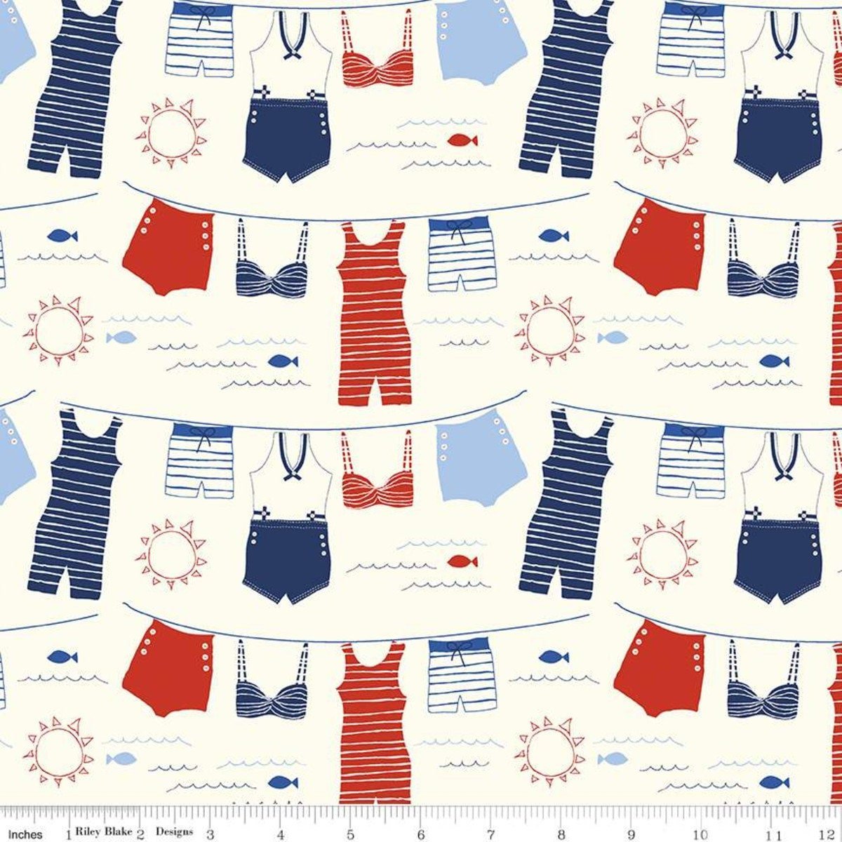 Red White and Bang! Main Cream Yardage -Sandy Gervais for Riley Blake Designs -C11520-CREAM-1/4 - Justin Fabric!