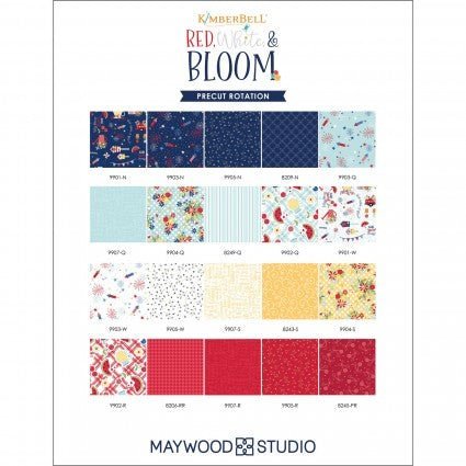 Red, White, & Bloom Jelly Roll 2.5 inch Strips by Kimberbell #ST-MASRWB -ST-MASRWB - Justin Fabric!