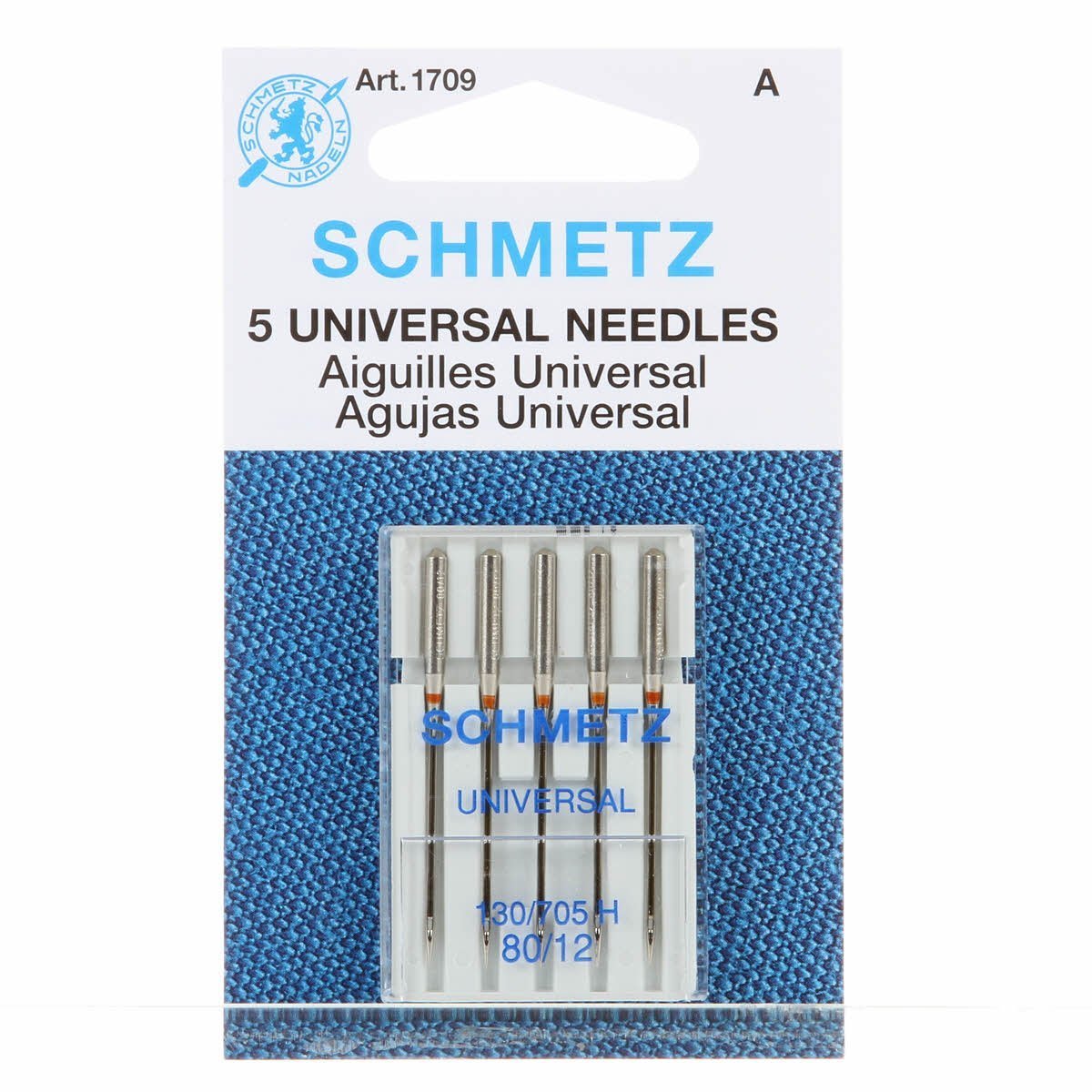 Schmetz Universal Size 80/12 Machine Needles 5 count Schmetz #1709 - Justin  Fabric