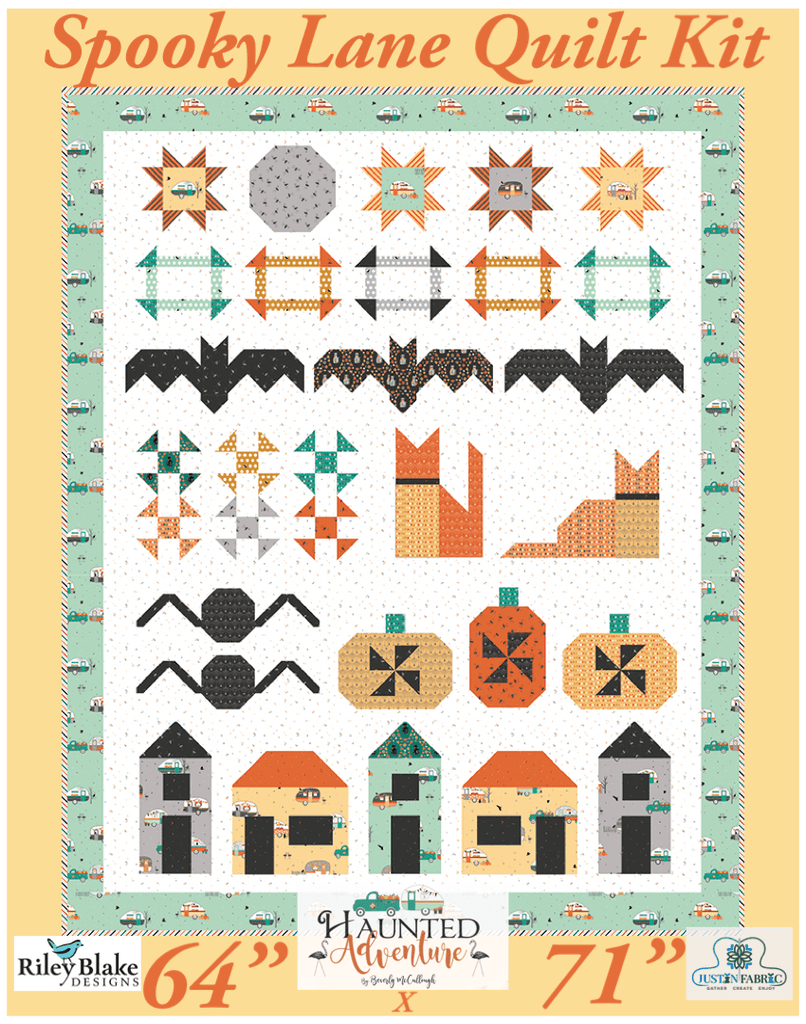 Spooky Lane Quilt Kit by Beverly McCullough for Riley Blake Designs Sew Along -KT-SPOOKYLANE - Justin Fabric!