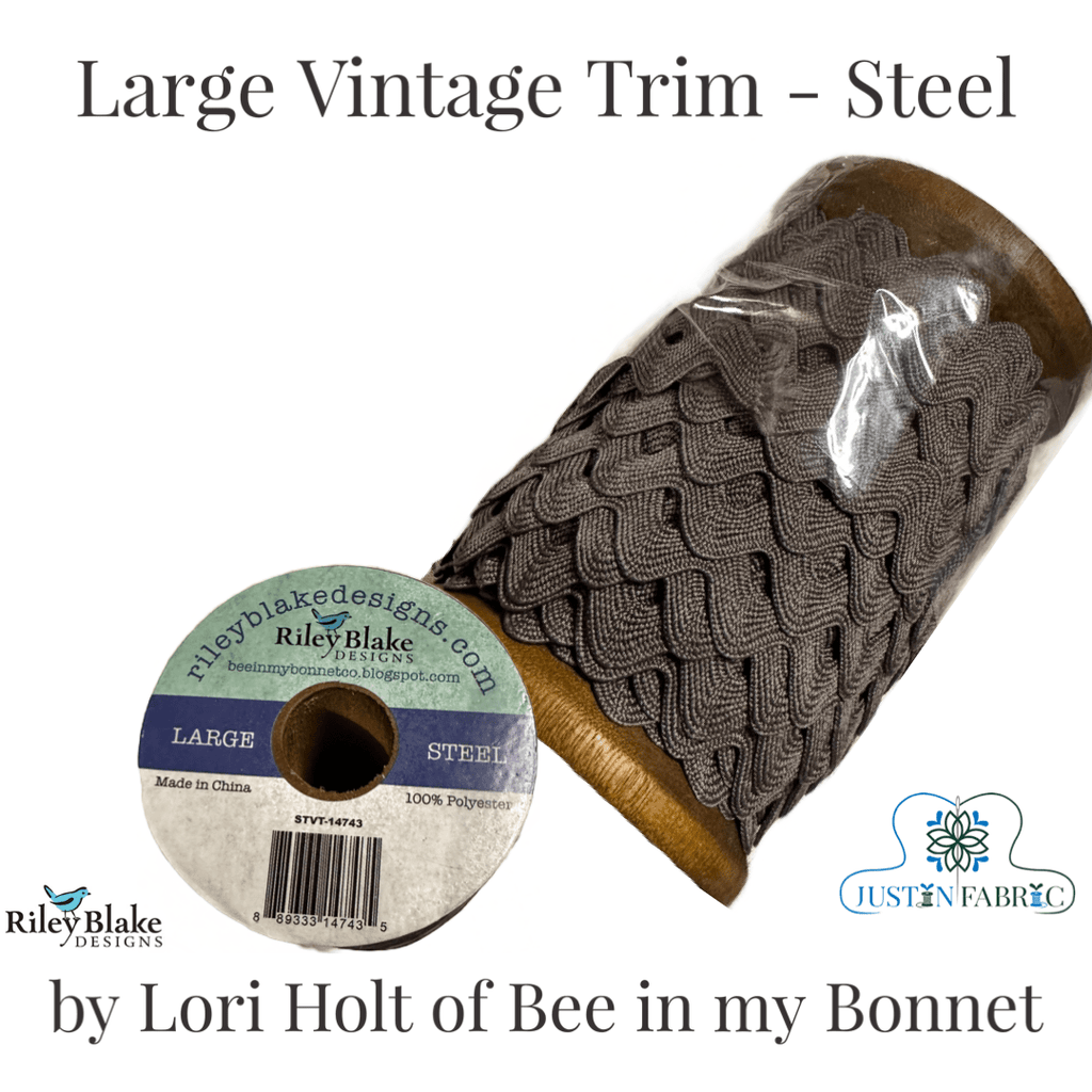 Steel Large Vintage Trim by Lori Holt - Add a Touch of Vintage Charm -STVT-14743 - Justin Fabric!