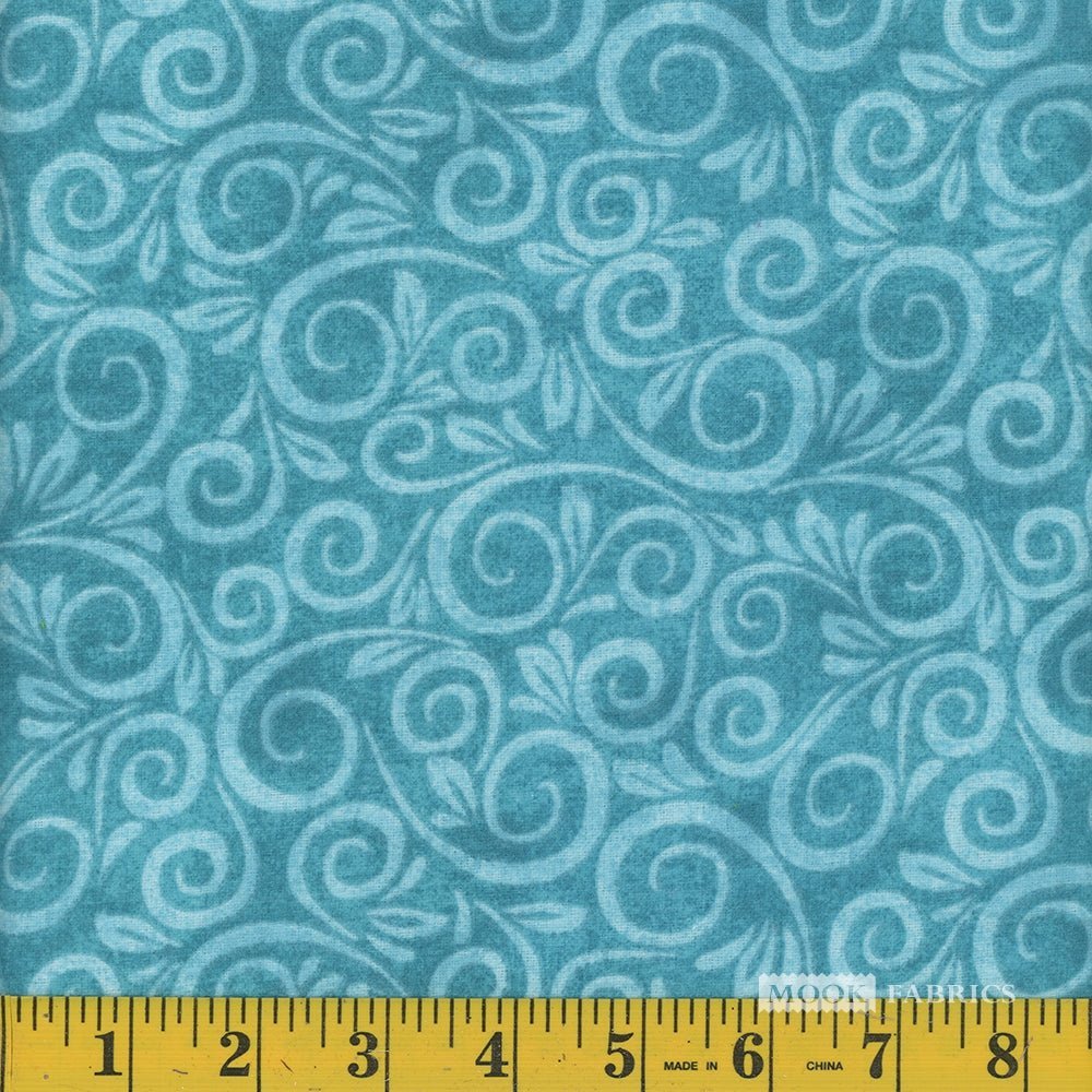 Aqua Swirl 108" Wide Cotton Flannel by Mook Fabrics -MWB109704-1 - Justin Fabric!