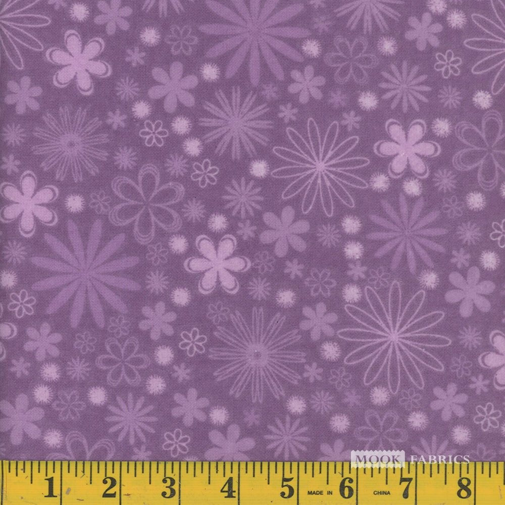 Violet Chinese Floral 108" Wide Cotton Flannel - Mook Fabrics -M120049-1/4 - Justin Fabric!
