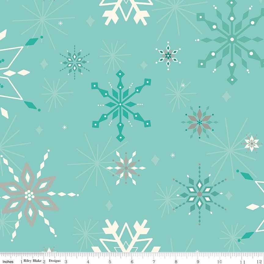 Winter Wonder Aqua Wide Back by Heather Peterson for Riley Blake Designs -WB12070-AQUA-1 - Justin Fabric!